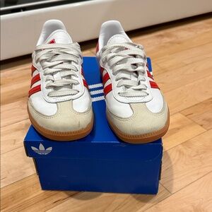 Adidas Woman’s  White and Red Samba Sneakers